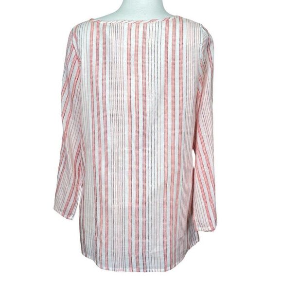 Soft Surroundings Tassel Top Size Medium Cotton Boho Stripe Beach Blouse - Picture 2 of 6